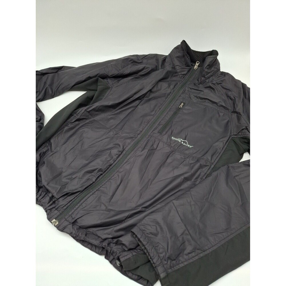 Eddie Bauer Light Packable Windbreaker Rain Zip Front Jacket Black L